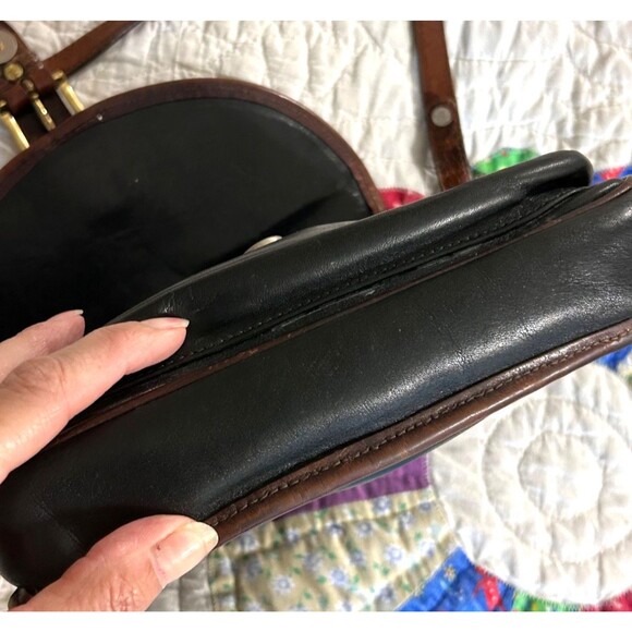 Vintage Brahmin 80's Black/Brown croc strap leather crossbody bag - Picture 10 of 13